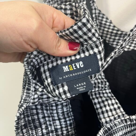 Anthropologie Maeve Sweetheart Gingham Mini Dress Smocked Back Sz Large - Picture 8 of 9